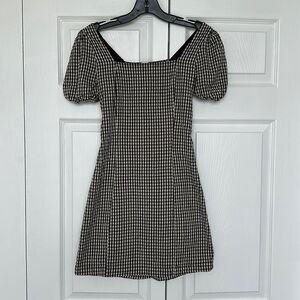 Sincerely Jules - Black and White Plaid Square Neckline Dress